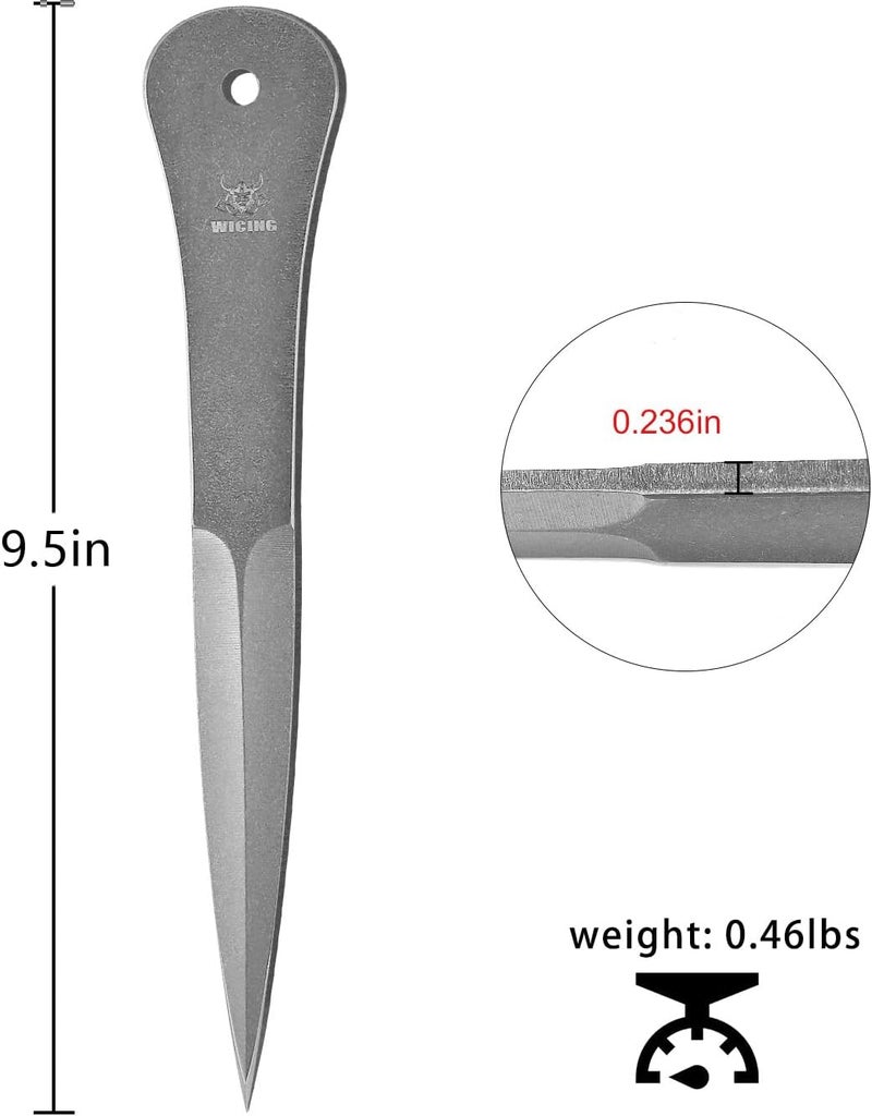 WICING 9.5 Inch Throwing Spikes - 0.236" Thick Full Tang Design, with Nylon Sheaths for Recreation and Competition - 6 Pack - Image 2